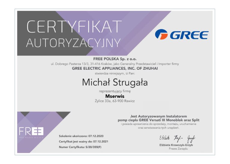 Certyfikat GREE