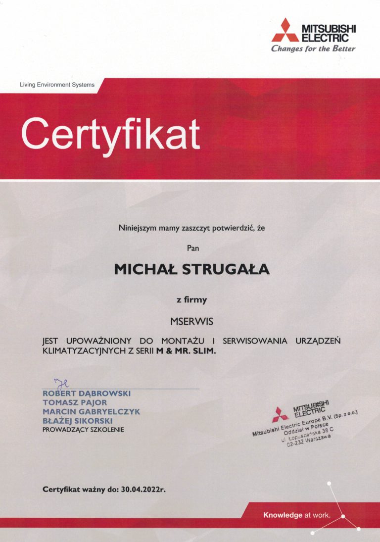 Certyfikat Mitsubishi